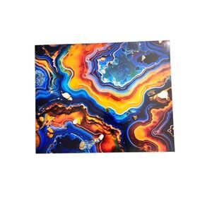 Yellow, Amber, Blue Geode Art Print 10x8